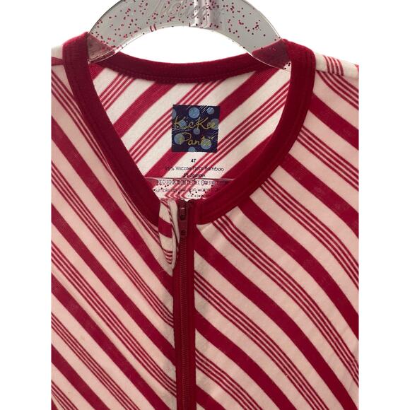 KicKee Pants Crimson Candy Cane Stripe Footie with Zipper - Picture 5 of 5